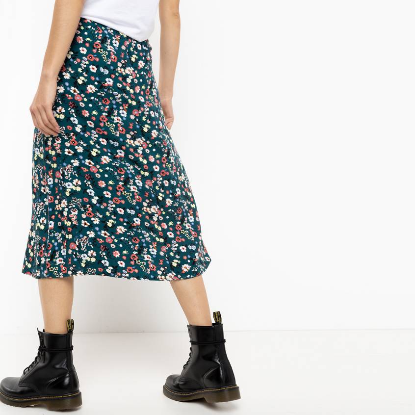 Falda de Mujer Azul Oscura con Flores